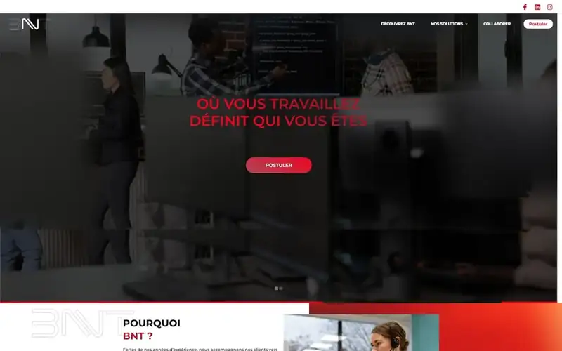 Homepage of the BNT GROUPE website